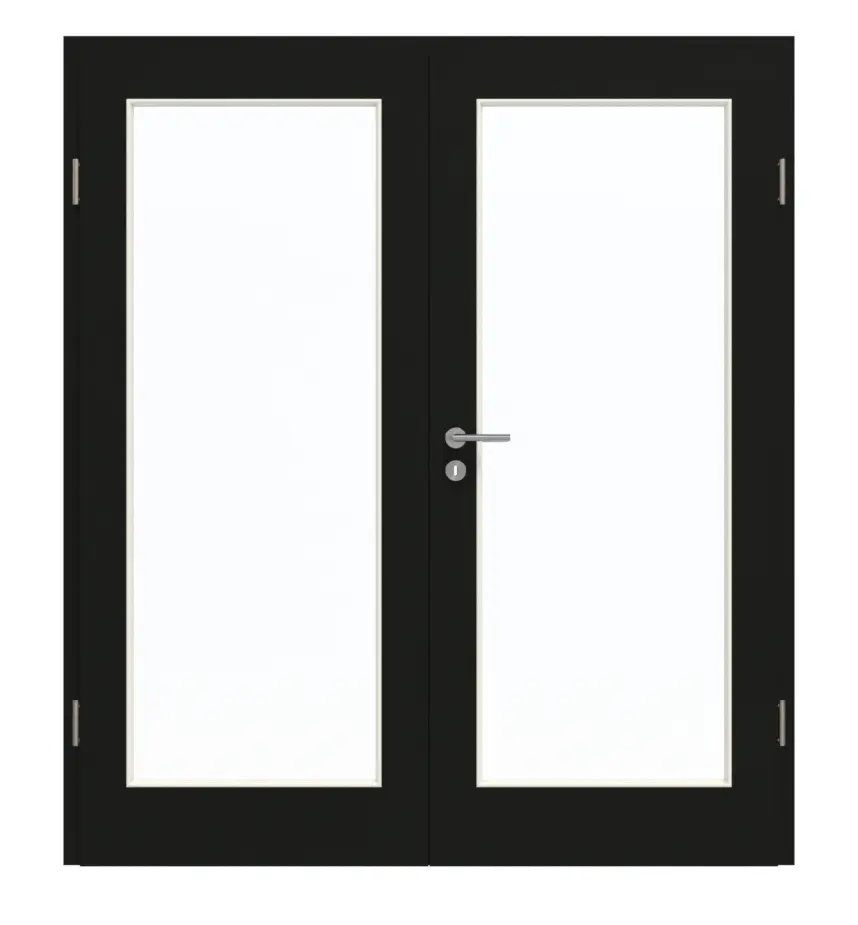 GARANT drzwi dwuskrzydłowe z ościeżnicą 0901-60 Black Resopal z przeszkleniem LA-3