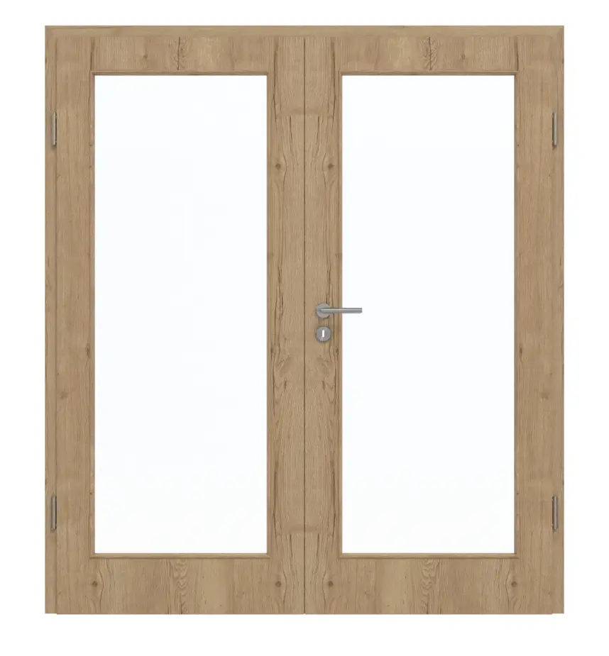 GARANT drzwi dwuskrzydłowe z ościeżnicą Authentic dąb szczelinowy GCK08 z przeszkleniem LA-3