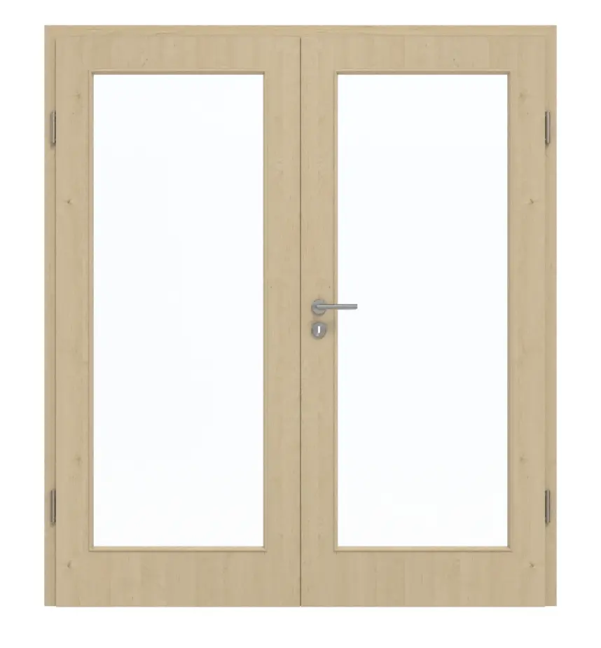 GARANT Drzwi dwuskrzydłowe wraz z ościeżnicą, naturalny klon GCK08 z przeszkleniem LA-3