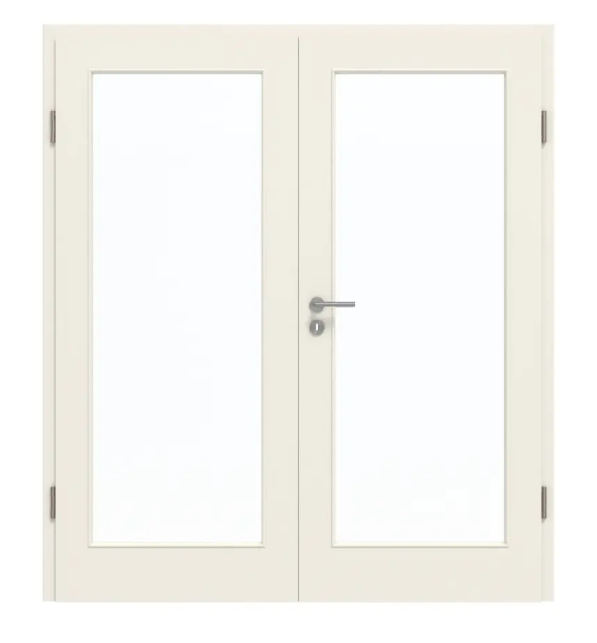 GARANT drzwi dwuskrzydłowe z ościeżnicą biały lakier 9010 CePaL z wycięciem na szybę LA-3