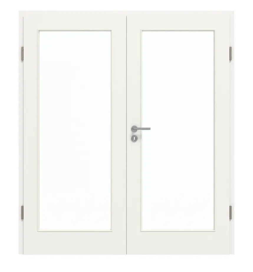 GARANT drzwi dwuskrzydłowe z ościeżnicą biały lakier 9016 GHK08 z przeszkleniem LA-3
