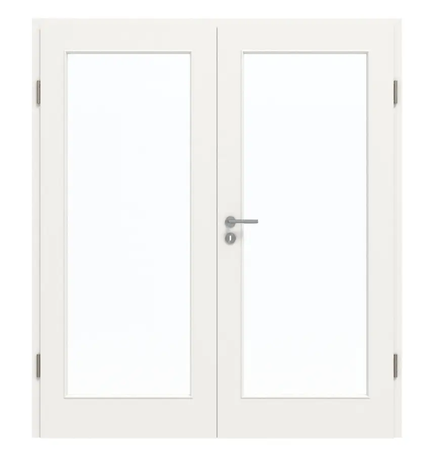 GARANT drzwi dwuskrzydłowe z ościeżnicą biały lakier 9016 z przeszkleniem LA-3