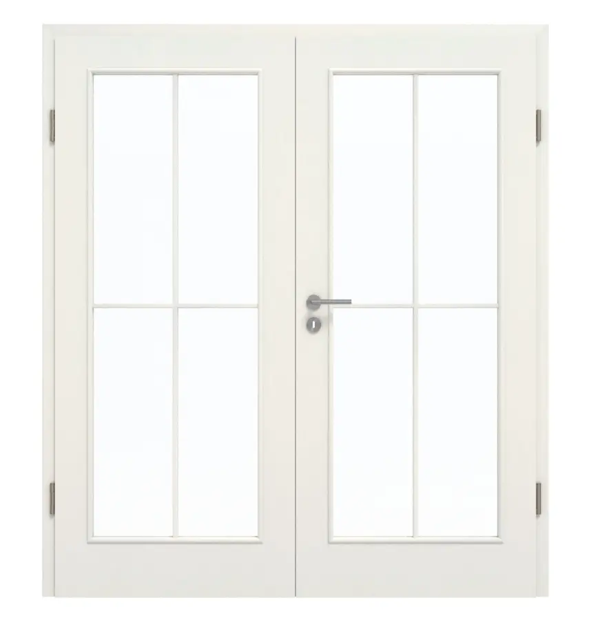 GARANT Drzwi dwuskrzydłowe wraz z ościeżnicą biel ze strukturą Premium CePaL z przeszkleniem LA-3 Szpros SP0