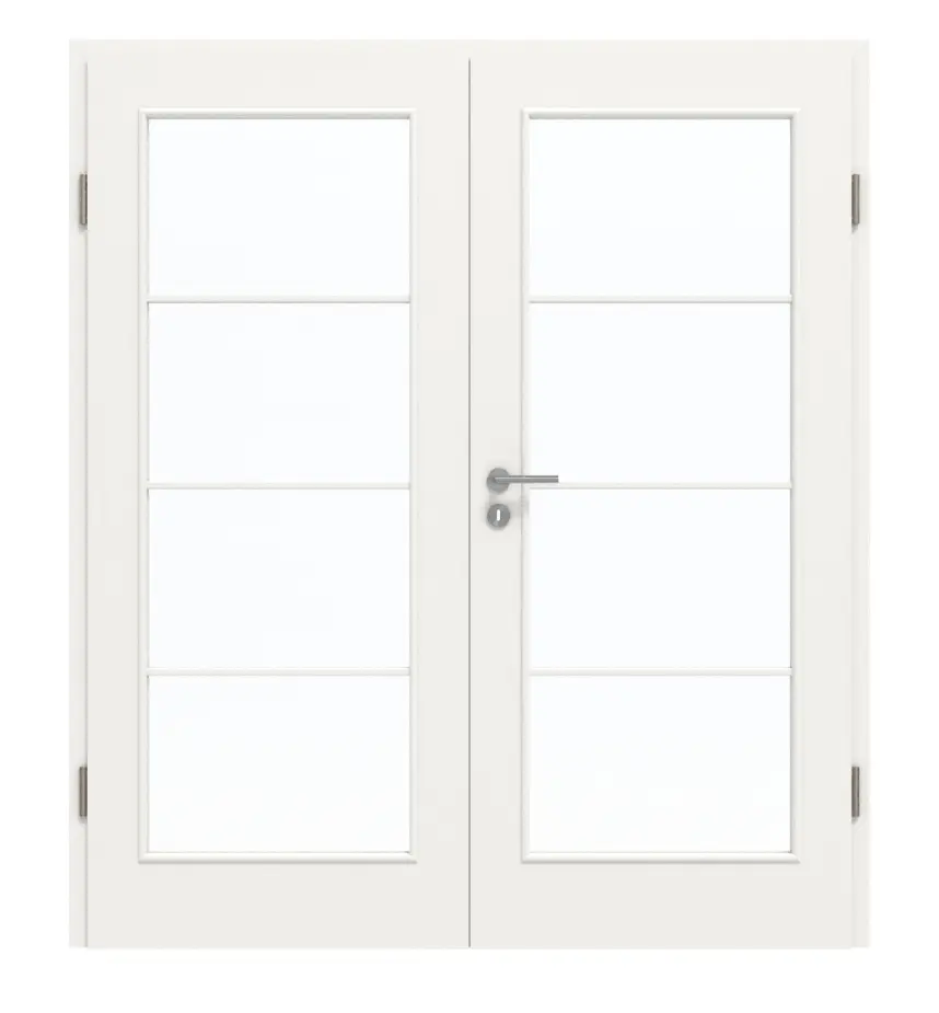 GARANT drzwi dwuskrzydłowe z ościeżnicą biały lakier 9016 CePaL z przeszkleniem LA-3 szpros SP10
