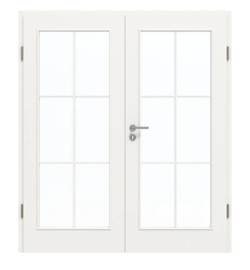 GARANT drzwi dwuskrzydłowe wraz z ościeżnicą biały lakier 9016 CePaL z przeszkleniem LA-3 szpros SP4