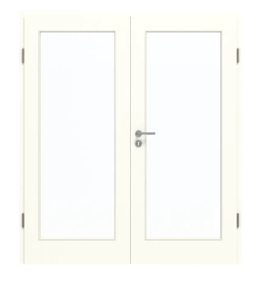 GARANT Drzwi dwuskrzydłowe wraz z ościeżnicą U11026SD kryształowa biel GHK08 z przeszkleniem LA-3