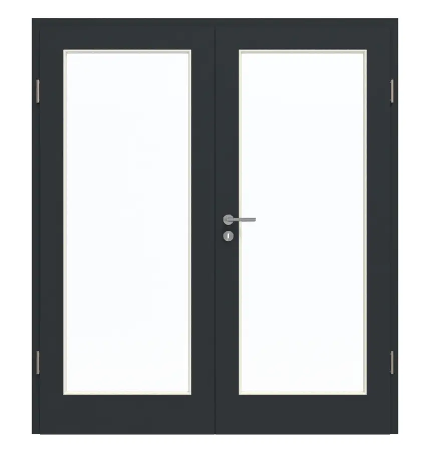 GARANT drzwi dwuskrzydłowe z ościeżnicą U12000SD wulkaniczna czerń GHK08 z przeszkleniem LA-3