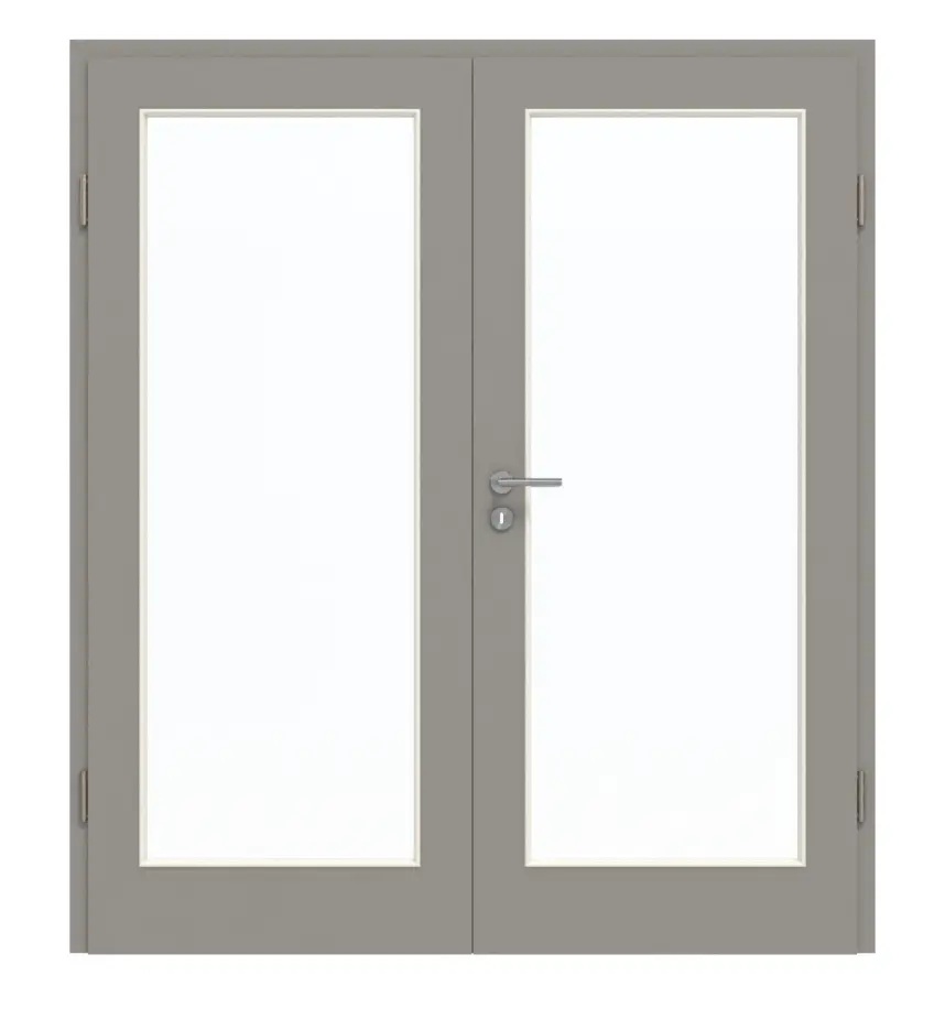 GARANT drzwi dwuskrzydłowe z ościeżnicą U12115SD szary platynowy GHK08 z przeszkleniem LA-3