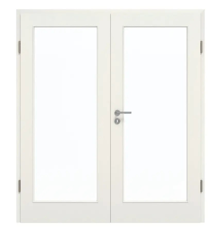 GARANT Drzwi dwuskrzydłowe wraz z ościeżnicą w kolorze Biel ze strukturą Premium GCK08 z przeszkleniem LA-3