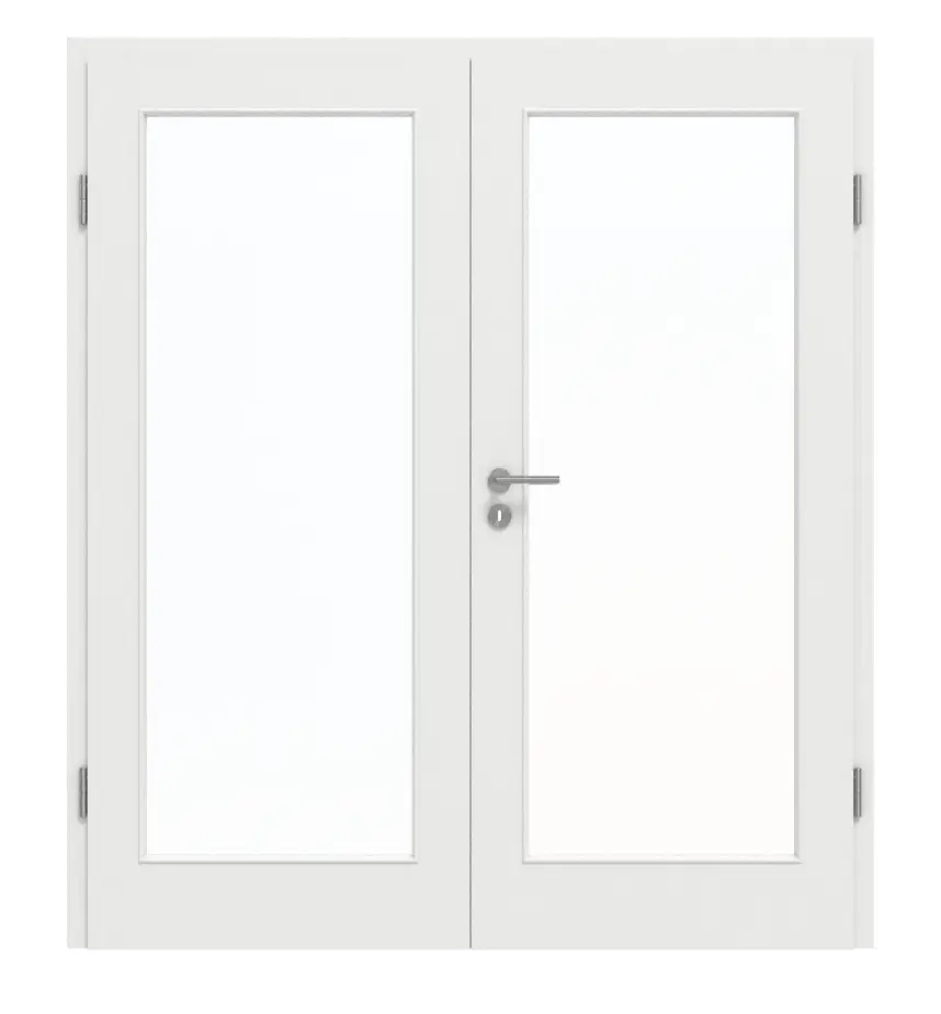 GARANT drzwi dwuskrzydłowe z ościeżnicą biały lakier matowy 9016 G-TEC z przeszkleniem LA-3