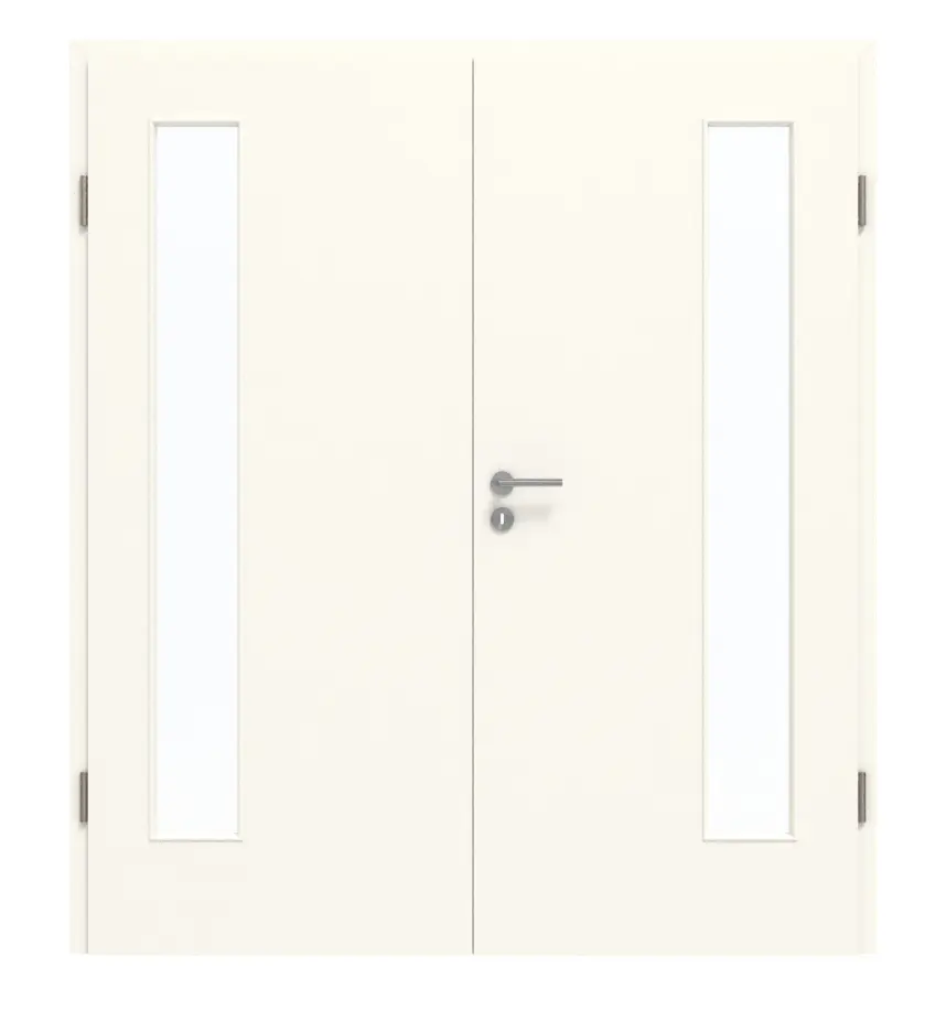 GARANT drzwi dwuskrzydłowe wraz z ościeżnicą 0105-60 Pearl White CePaL z przeszkleniem LA-4 po stronie zawiasów