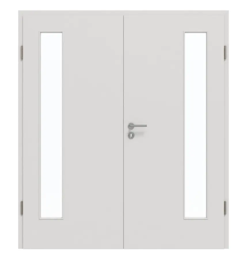 GARANT drzwi dwuskrzydłowe wraz z ościeżnicą 0160-60 Silver Grey CePaL z przeszkleniem LA-4 po stronie zawiasów