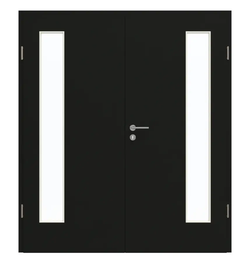 GARANT drzwi dwuskrzydłowe wraz z ościeżnicą 0901-60 Black Resopal z przeszkleniem LA-4 po stronie zawiasów