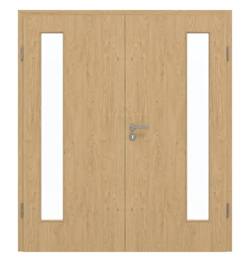 GARANT drzwi dwuskrzydłowe z ościeżnicą Authentic Asteiche CePaL z przeszkleniem LA-4 po stronie zawiasów