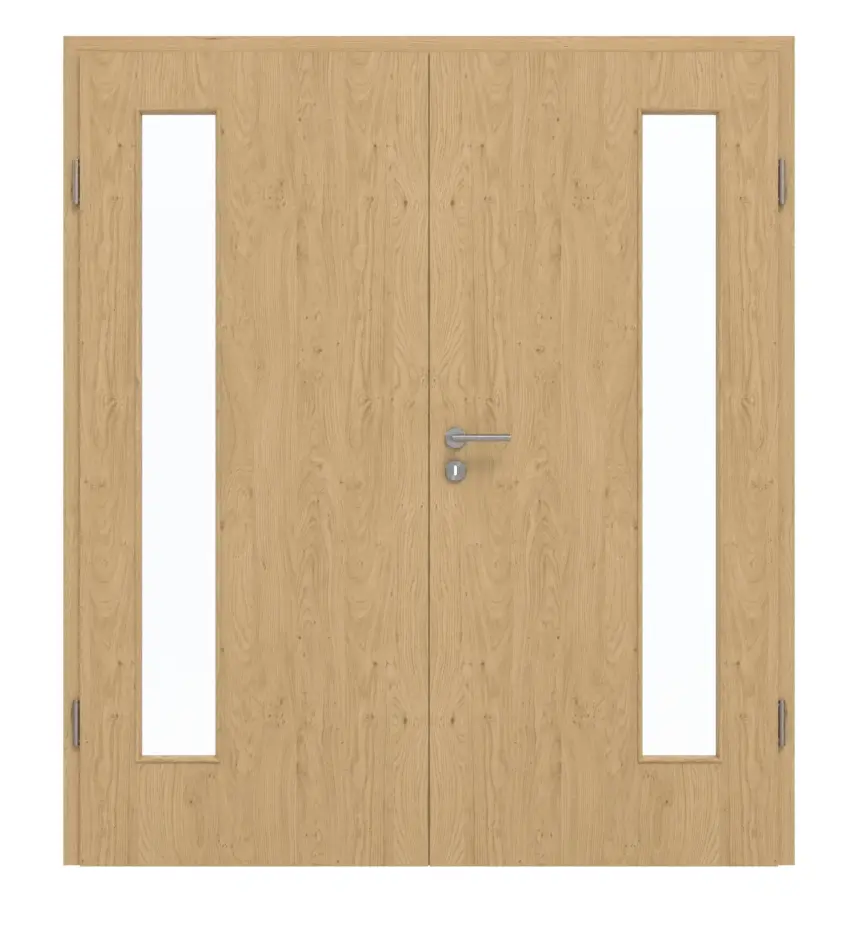 GARANT drzwi dwuskrzydłowe z ościeżnicą Authentic Asteiche GCK08 z przeszkleniem LA-4 po stronie zawiasów