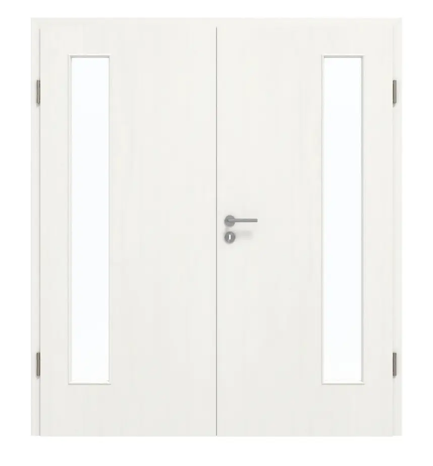 GARANT drzwi dwuskrzydłowe z ościeżnicą Authentic Bianco CePaL z przeszkleniem LA-4 po stronie zawiasów