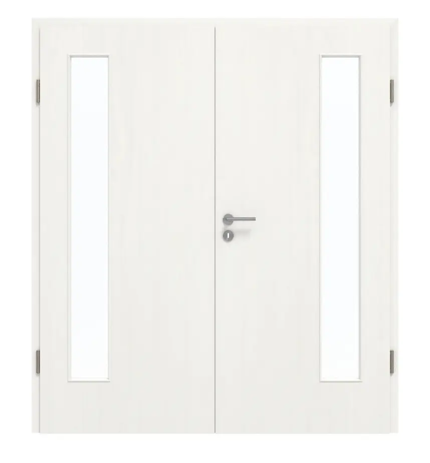 GARANT drzwi dwuskrzydłowe z ościeżnicą Authentic Bianco GCK08 z przeszkleniem LA-4 po stronie zawiasów
