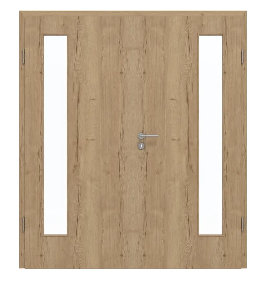 GARANT drzwi dwuskrzydłowe z ościeżnicą Authentic dąb szczelinowy CePaL z przeszkleniem LA-4 po stronie zawiasów