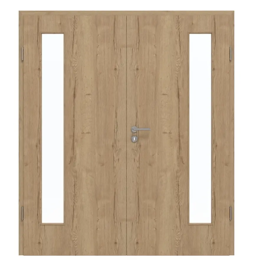 GARANT Drzwi podwójne wraz z ościeżnicą Authentic dąb szczelinowy GCK08 z przeszkleniem LA-4 po stronie zawiasów