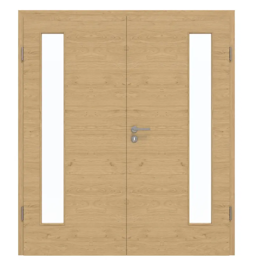 GARANT Drzwi dwuskrzydłowe wraz z ościeżnicą Quer Authentic dąb szypułkowy CePaL z przeszkleniem LA-4 po stronie zawiasów