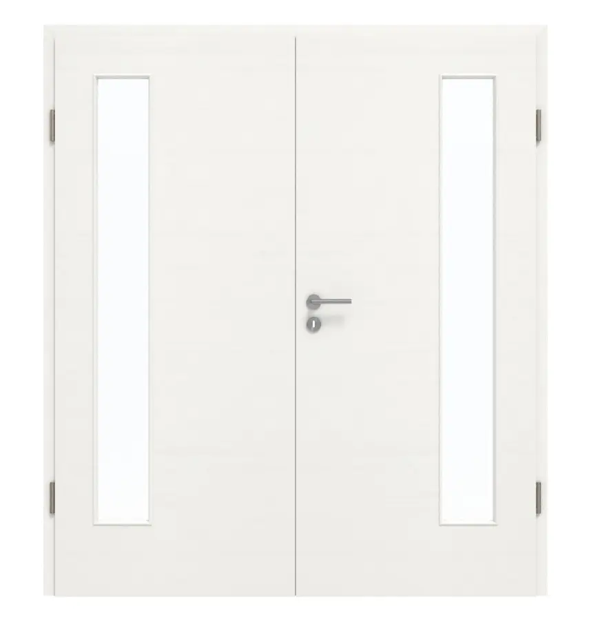 GARANT Drzwi dwuskrzydłowe z ościeżnicą Quer Authentic Bianco GCK08 z przeszkleniem LA-4 po stronie zawiasów