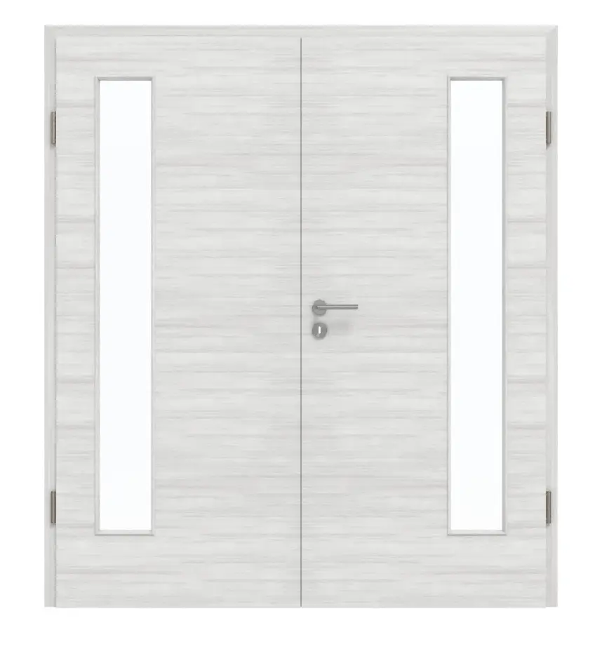 GARANT Drzwi dwuskrzydłowe z ościeżnicą Quer Authentic Grigio GCK08 z przeszkleniem LA-4 po stronie zawiasów