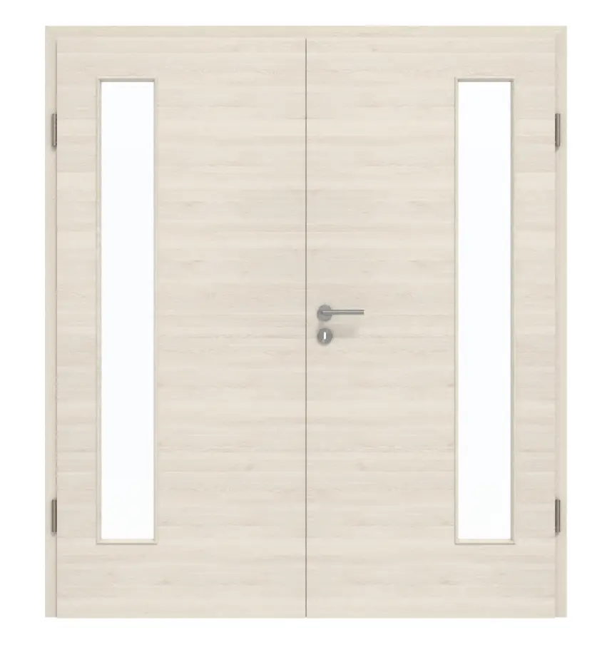 GARANT Drzwi dwuskrzydłowe z ościeżnicą Quer Authentic Perl GCK08 z przeszkleniem LA-4 po stronie zawiasów