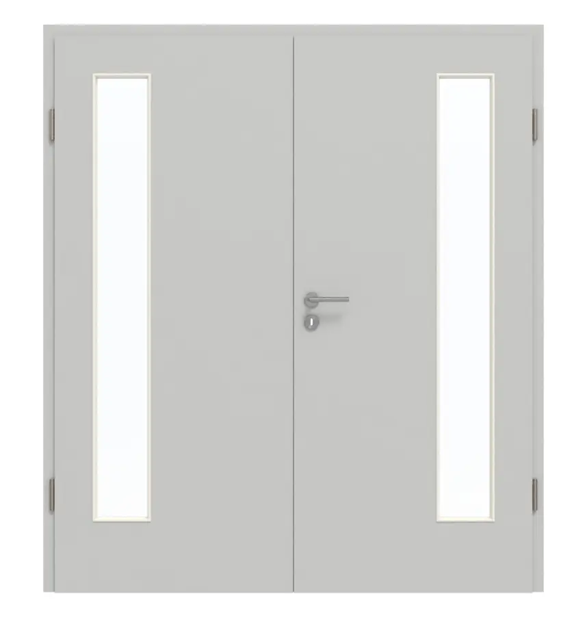 GARANT drzwi dwuskrzydłowe wraz z ościeżnicą D92-60 Dove Grey Resopal z przeszkleniem LA-4 po stronie zawiasów