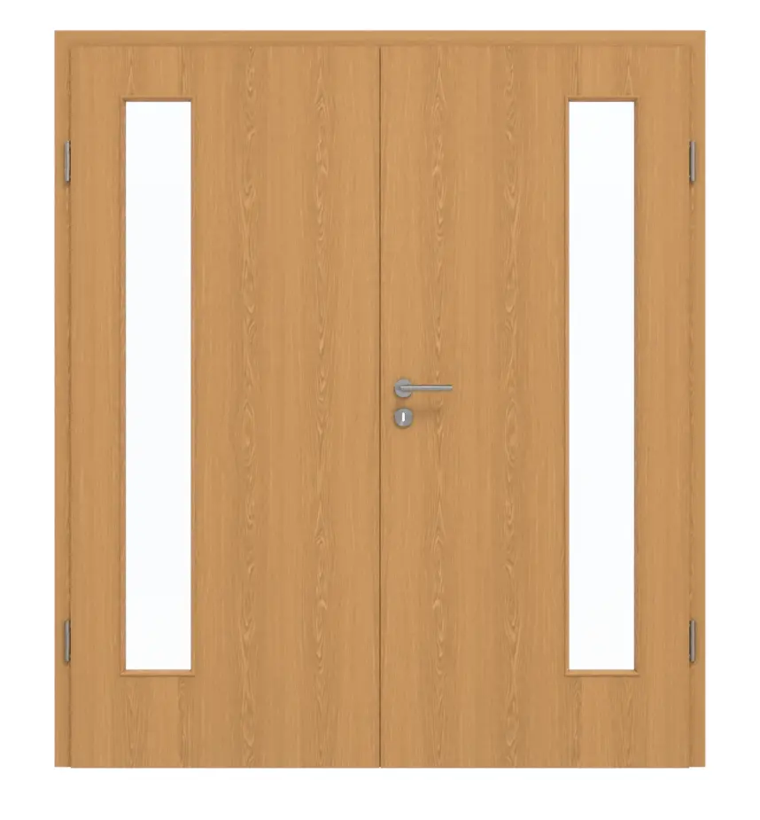 GARANT drzwi dwuskrzydłowe w zestawie z ościeżnicą dąb Premium CePaL z przeszkleniem LA-4 po stronie zawiasów
