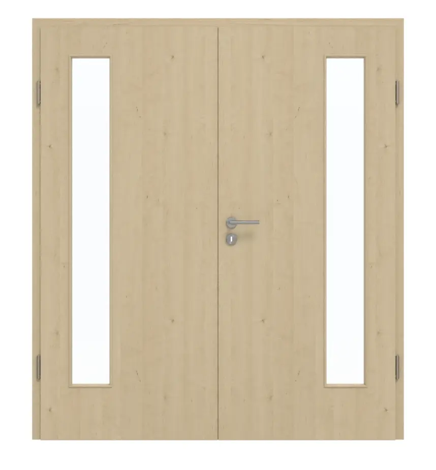 GARANT Drzwi dwuskrzydłowe wraz z ościeżnicą, naturalny klon GCK08 z przeszkleniem LA-4 po stronie zawiasów