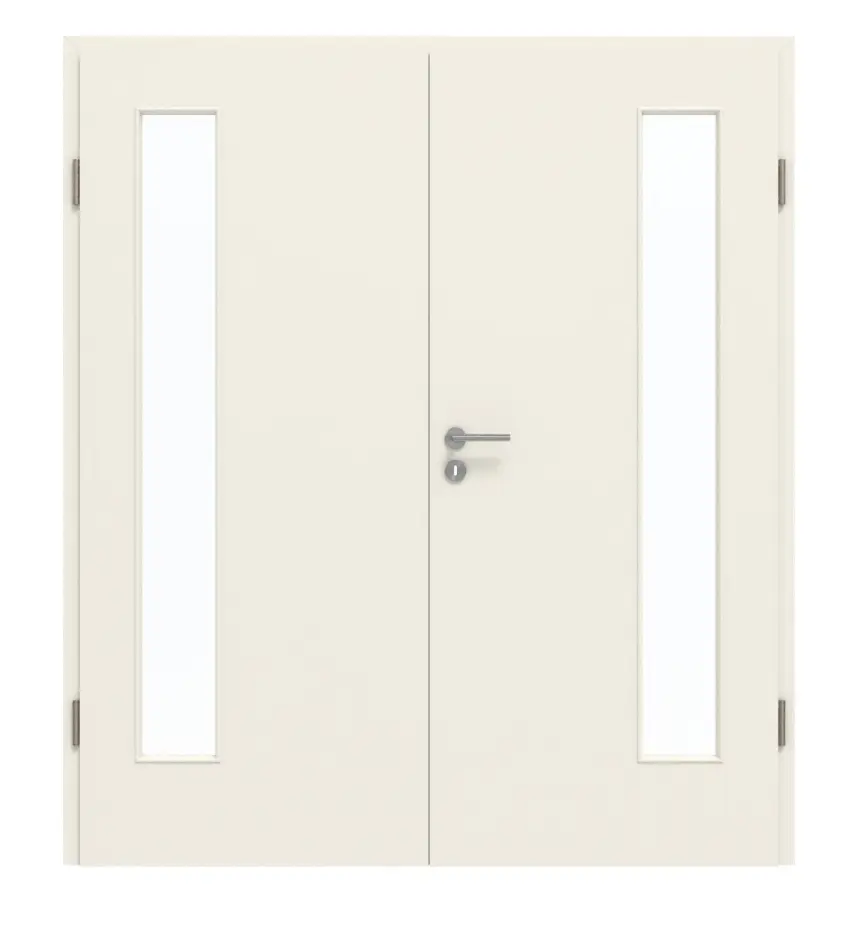 GARANT Drzwi podwójne z ościeżnicą białe lakierowane 9010 GHK08 z przeszkleniem LA-4 po stronie zawiasów