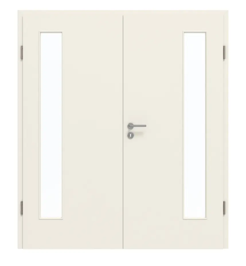 GARANT drzwi 2-skrzydłowe z ościeżnicą biały lakier 9010 z przeszkleniem LA-4 po stronie zawiasów