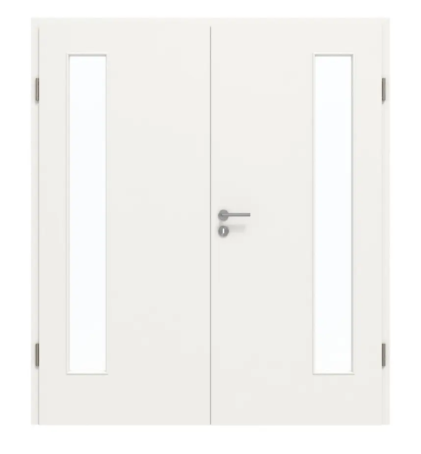 GARANT drzwi dwuskrzydłowe wraz z ościeżnicą biały lakier 9016 z przeszkleniem LA-4 po stronie zawiasów