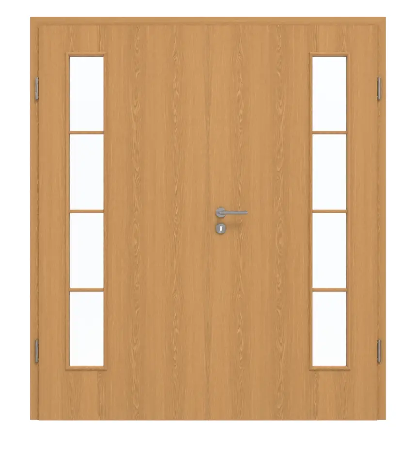 GARANT drzwi dwuskrzydłowe z ościeżnicą dąb premium CePaL z przeszkleniem LA-4 po stronie zawiasów szczeblina (szpros) SP10