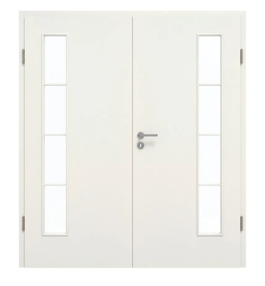 GARANT Drzwi dwuskrzydłowe wraz z ościeżnicą Biel ze strukturą Premium CePaL z przeszkleniem LA-4 po stronie zawiasów, szpros SP10