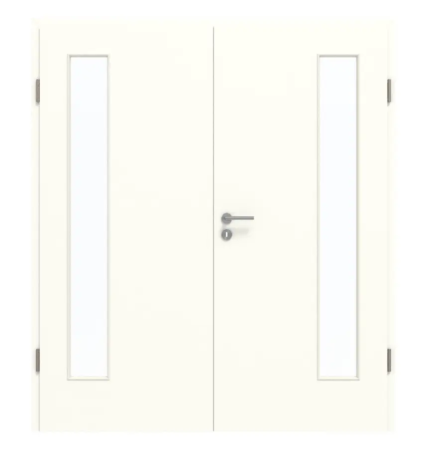 GARANT drzwi dwuskrzydłowe z ościeżnicą U11026SD biel kryształowa GHK08 z wycięciem na szybę LA-4 po stronie zawiasów