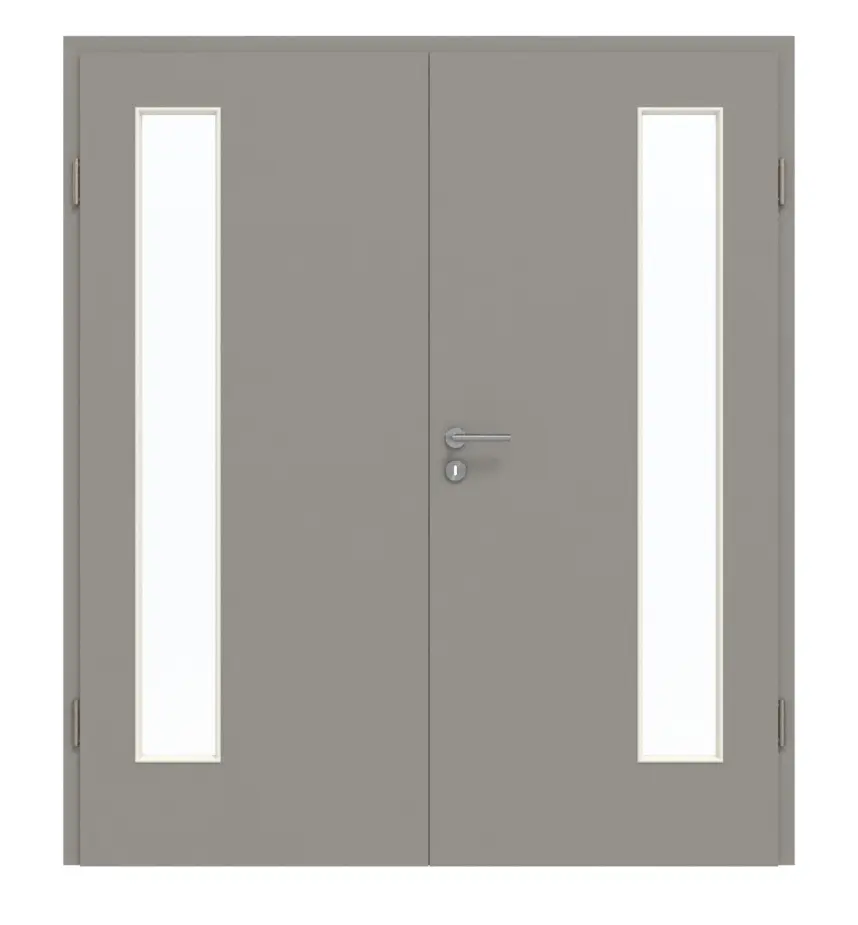 GARANT Drzwi podwójne wraz z ościeżnicą U12115SD Platynowy szary GHK08 z przeszkleniem LA-4 po stronie zawiasów