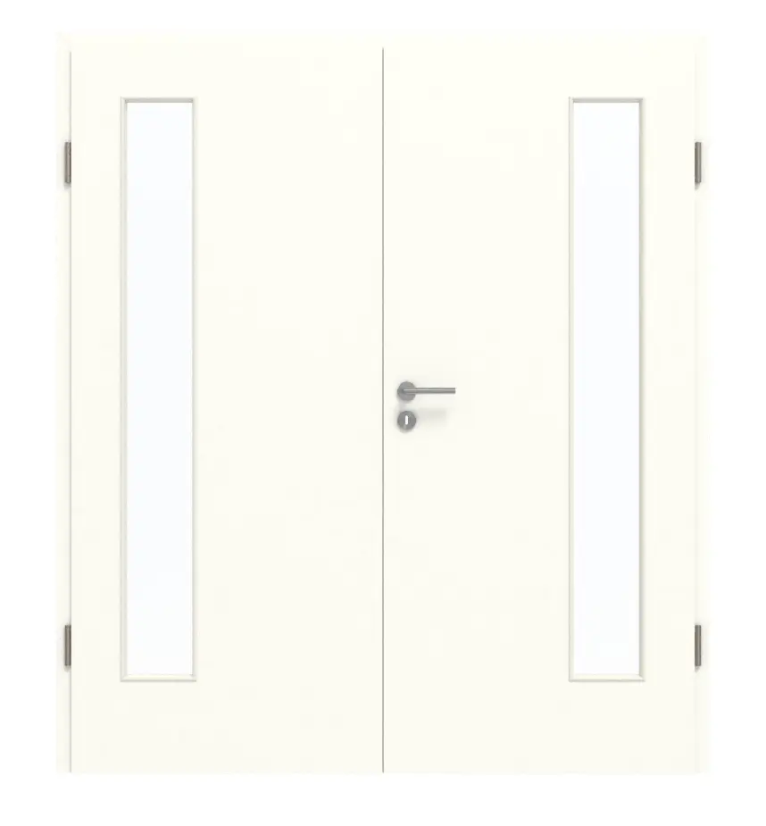 GARANT drzwi dwuskrzydłowe z ościeżnicą W1000ST9 Premium biały GHK08 z przeszkleniem LA-4 po stronie zawiasów