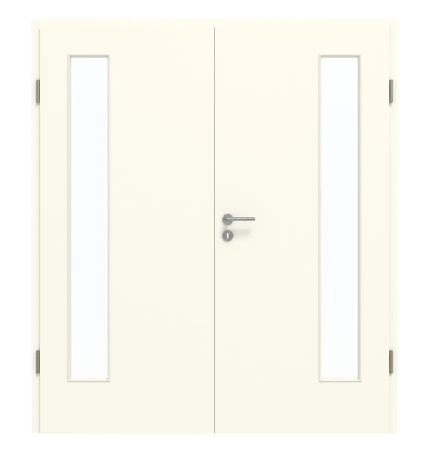 GARANT drzwi 2-skrzydłowe z ościeżnicą W980ST15 biel platynowa GHK08 z przeszkleniem LA-4 po stronie zawiasów