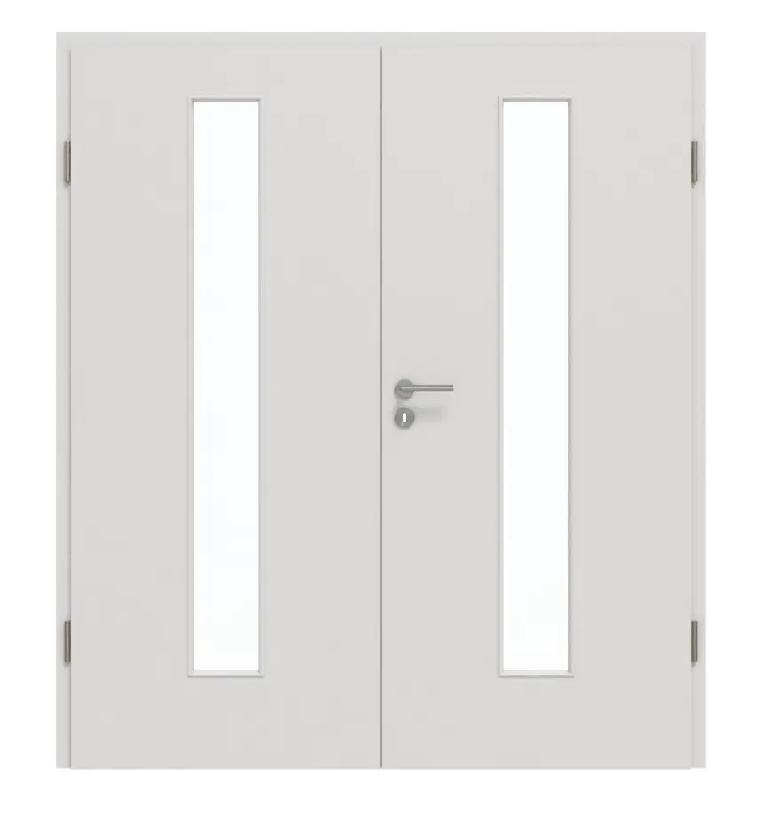 GARANT drzwi dwuskrzydłowe wraz z ościeżnicą 0160-60 Silver Grey CePaL z przeszkleniem LA-4 pośrodku