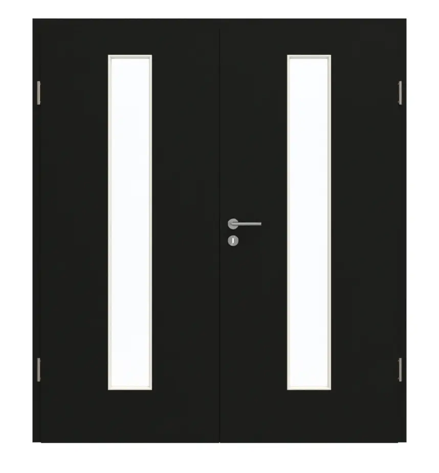 GARANT drzwi dwuskrzydłowe z ościeżnicą 0901-60 Black Resopal z przeszkleniem LA-4 na środku