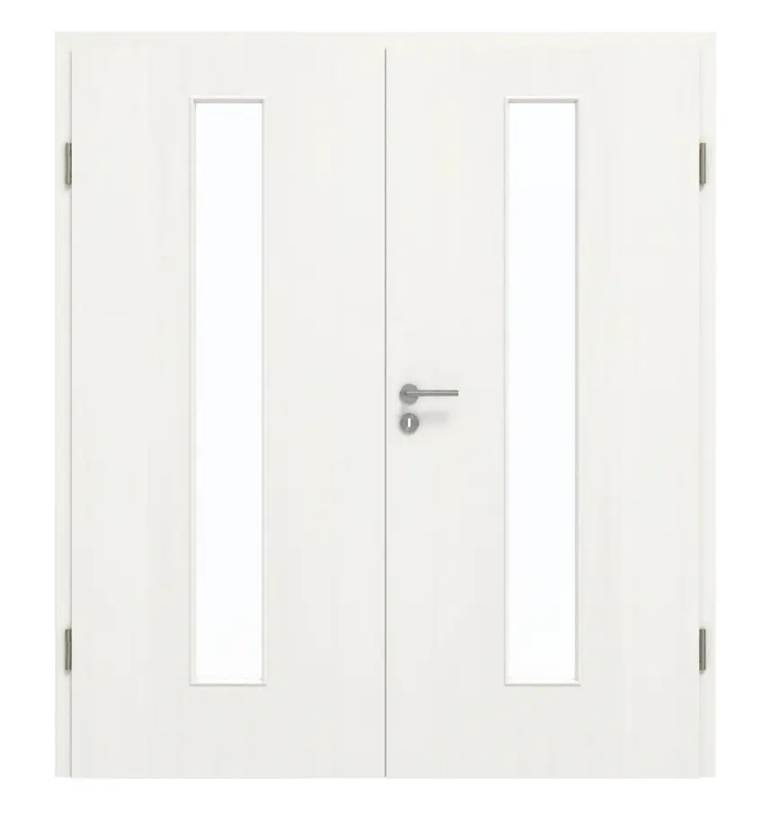 GARANT drzwi dwuskrzydłowe z ościeżnicą Authentic Bianco CePaL z przeszkleniem LA-4 na środku