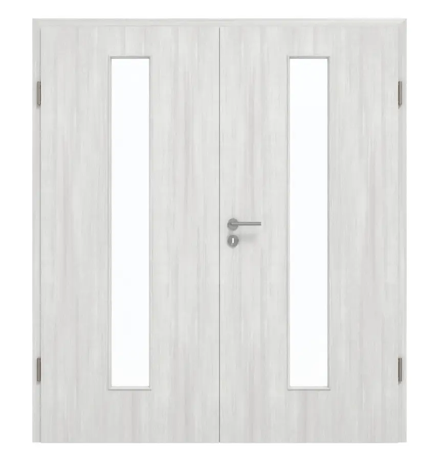 GARANT drzwi dwuskrzydłowe z ościeżnicą powierzchnia CPL authentic grigio GCK08 z przeszkleniem LA-4 na środku