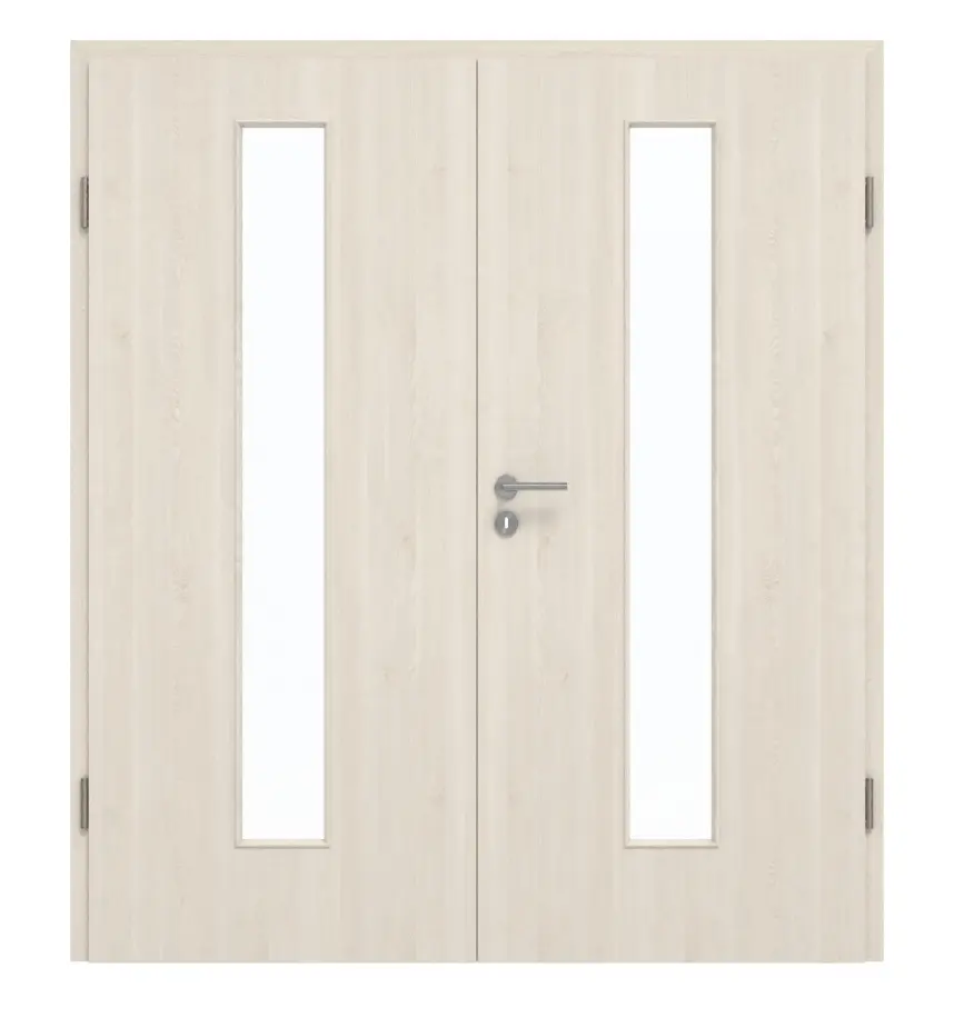 GARANT drzwi dwuskrzydłowe z ościeżnicą Authentic Perl GCK08 z wycięciem na szybę LA-4 na środku