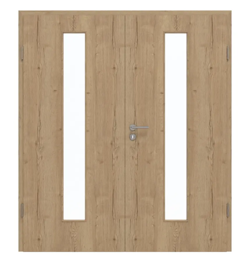 GARANT drzwi 2-skrzydłowe wraz z ościeżnicą Authentic dąb szczelinowy GCK08 z przeszkleniem LA-4 na środku