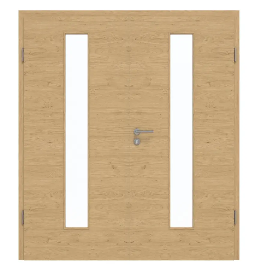 GARANT Drzwi dwuskrzydłowe z ościeżnicą, authentic dąb sękaty, układ poprzeczny, CePaL, z przeszkleniem LA-4 na środku