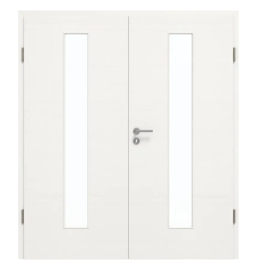 GARANT Drzwi dwuskrzydłowe z ościeżnicą Quer Authentic Bianco CePaL z przeszkleniem LA-4 na środku