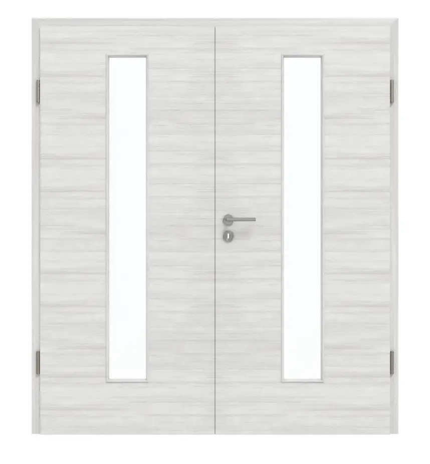 GARANT Drzwi dwuskrzydłowe z ościeżnicą Quer Authentic Grigio GCK08 z przeszkleniem LA-4 na środku