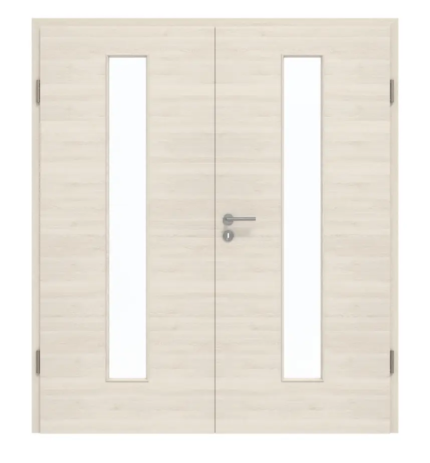 GARANT Drzwi dwuskrzydłowe z ościeżnicą Quer Authentic Perl GCK08 z przeszkleniem LA-4 na środku