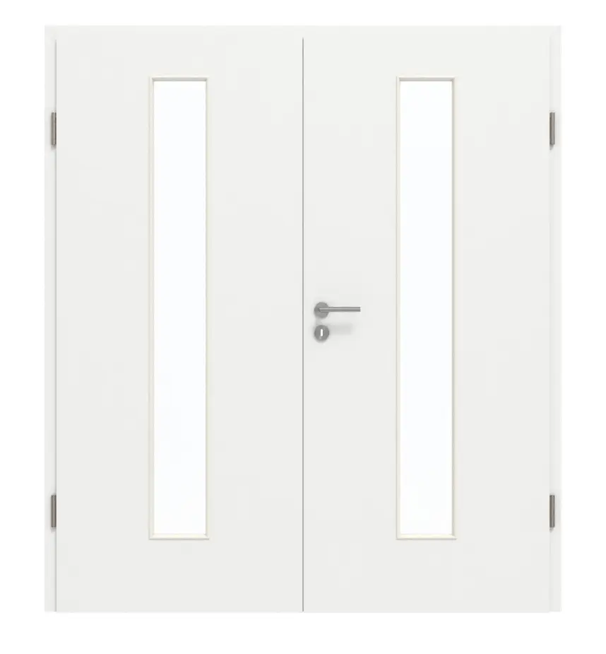 GARANT drzwi dwuskrzydłowe z ościeżnicą D354-60 Designer White Resopal z przeszkleniem LA-4 na środku